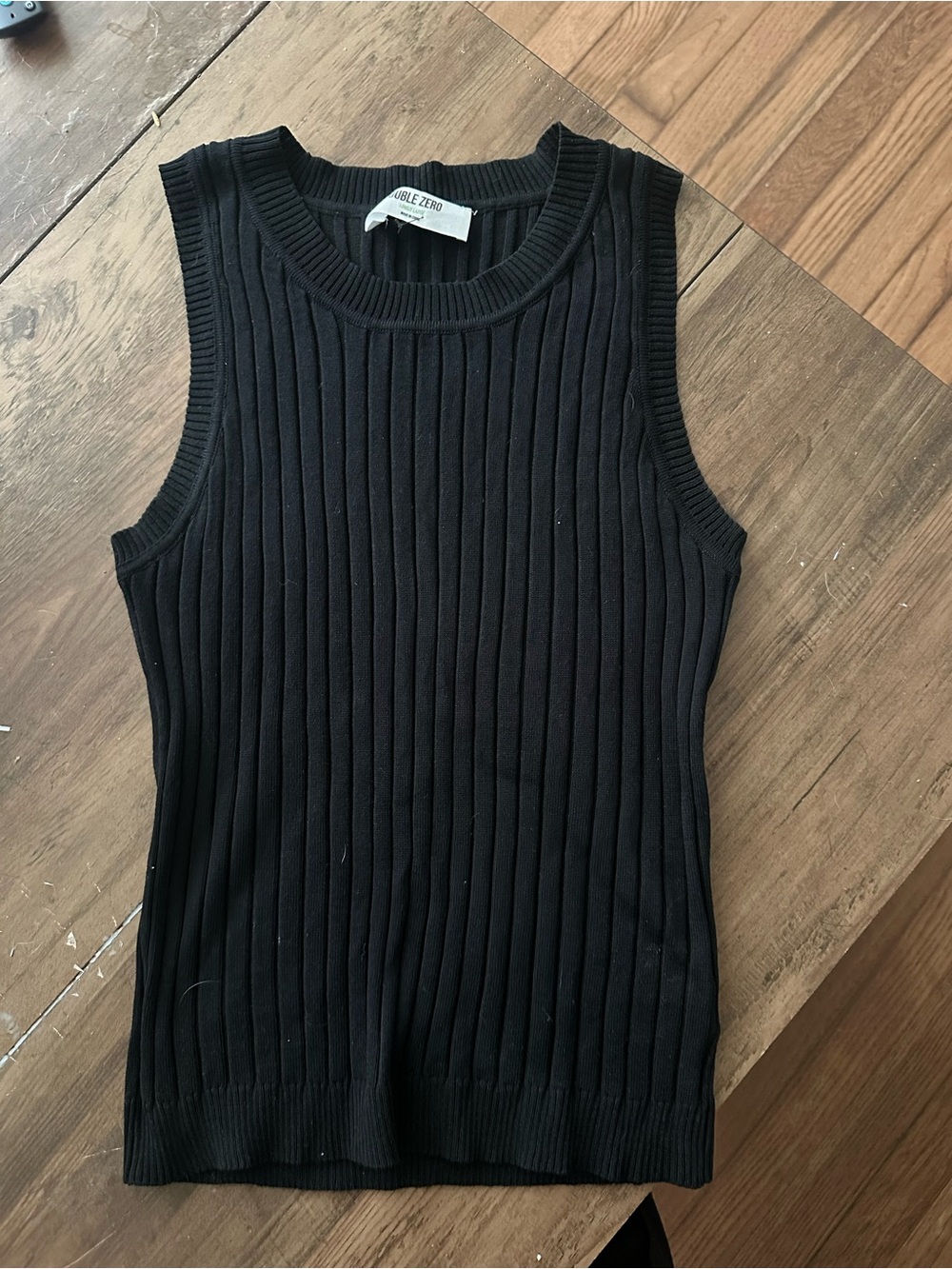 Double Zero Black Ribbed Tank Top
